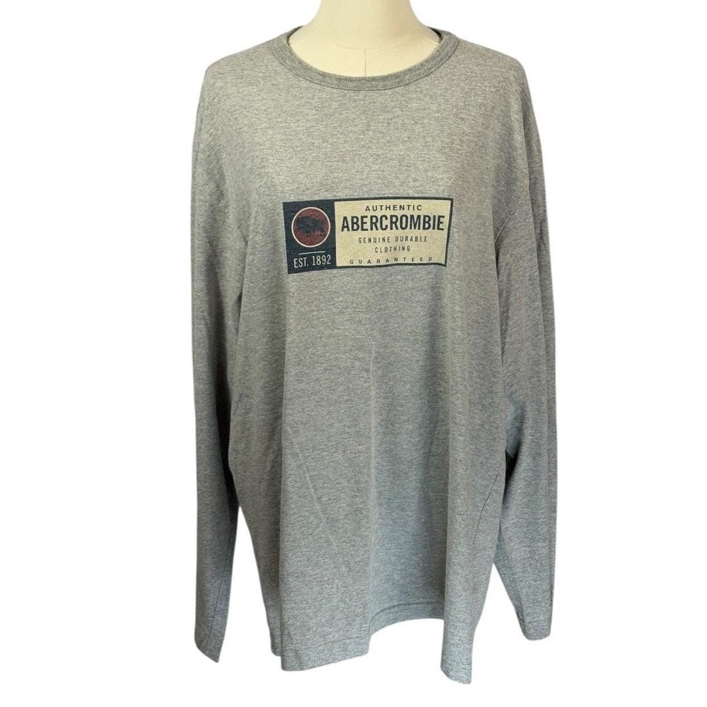 Vintage Abercrombie & Fitch 100% Cotton Gray Graphic Long Sleeve Tee (Size XL)